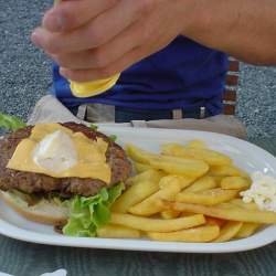 2005, 1.8.: Riesenburger bei Uncle Sams Diner in Heppenheim